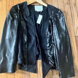 Anthropologie black sequin and suede jacket